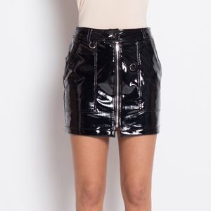Patent leather black skirt
